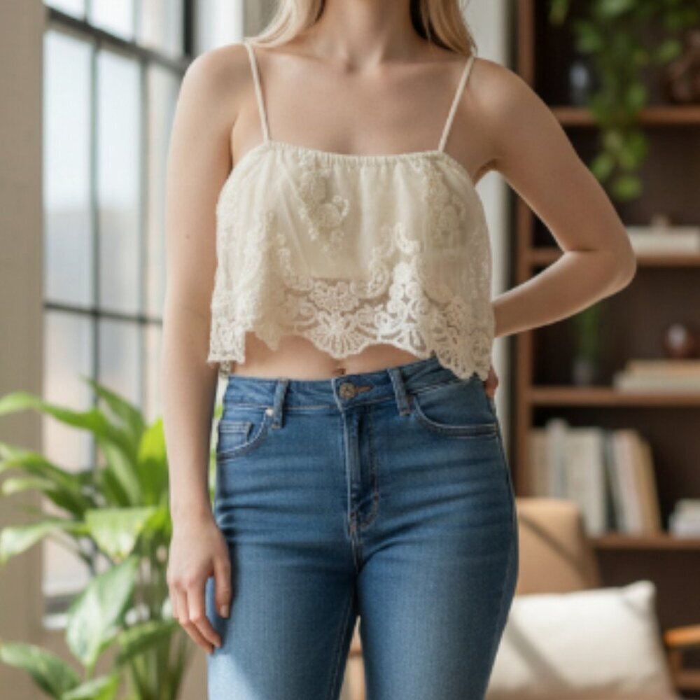Band Of Gypsies Lace Bandeau Tank Top Crop XS